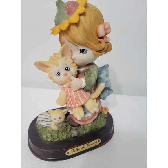 Vintage Precious Moments  Belle & Benny  Girl Sad Face  And Kitten Figure - Picture 7 of 12